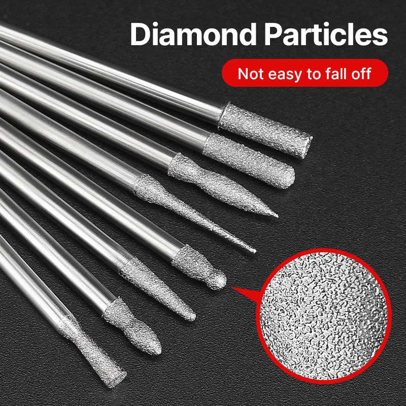 30 قطعة مجموعة لدغ الماس لأداة دوارة طحن النقش نحت تلميع بت للزجاج اليشم حجر المعادن مع صندوق تخزين