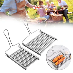 Hot Dog Roller For Grilling Stainless Steel Sausage Rackgriller Bbq Oven Baking Cooking Pans Outdoor Camping Barbecue Tools