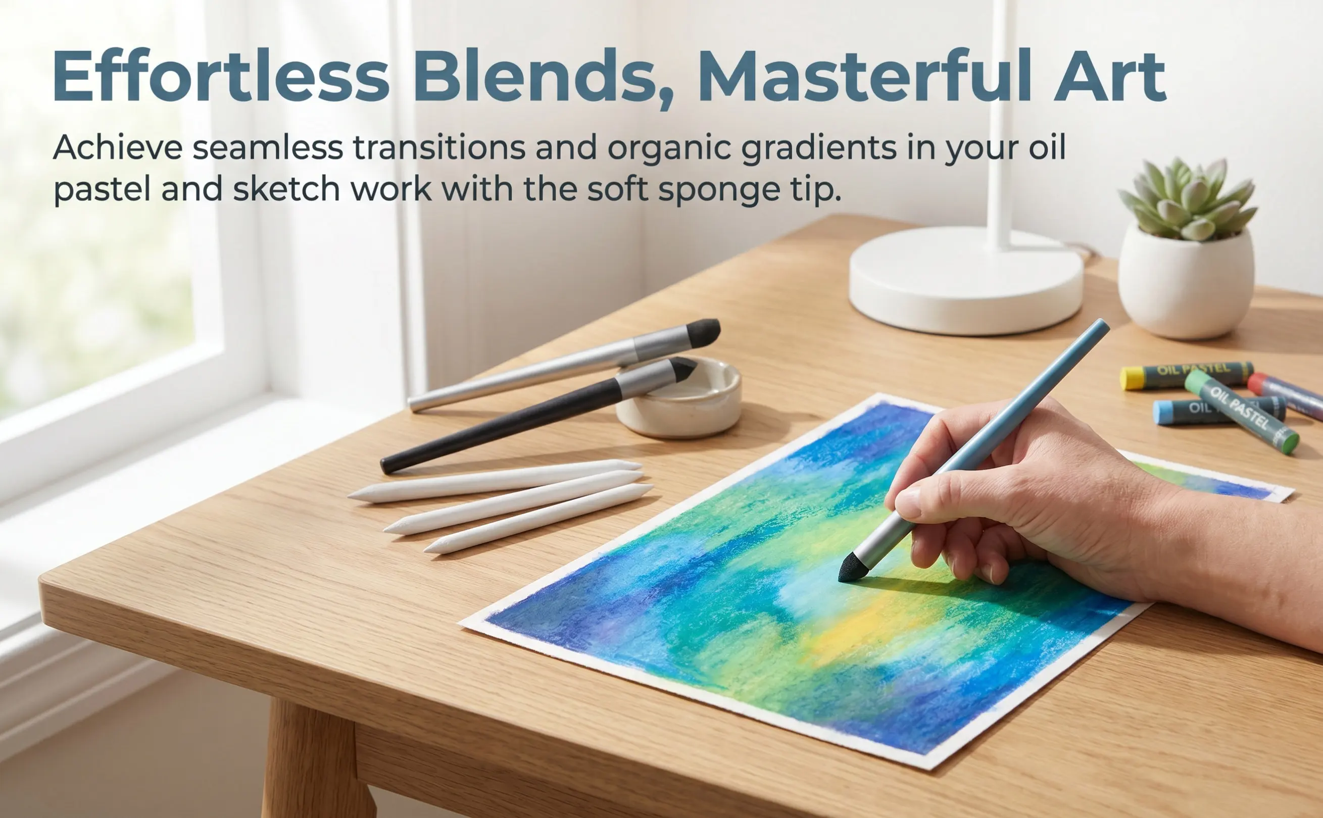 Art Craft Blend - 6Pcs Oil Pastel Blending Sponge Pens