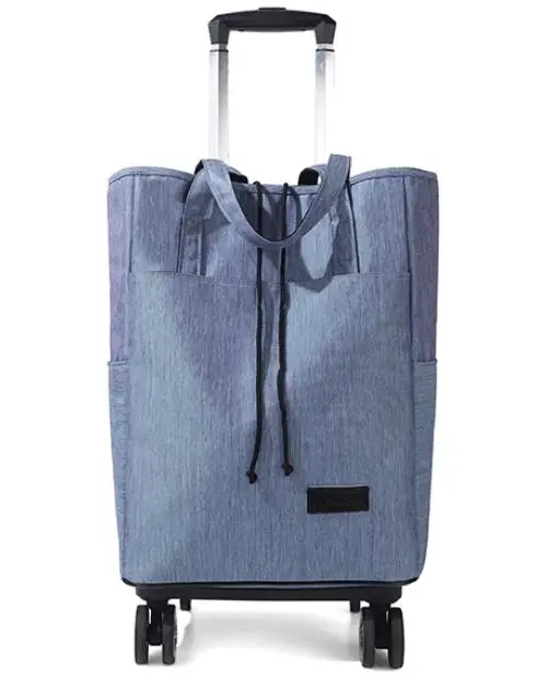 Women Travel Trolley Bags Lightweight Spinner Wheels Shopping Gag Grocery Bag  With Cart Foldable Travel Trolley Storage Bags