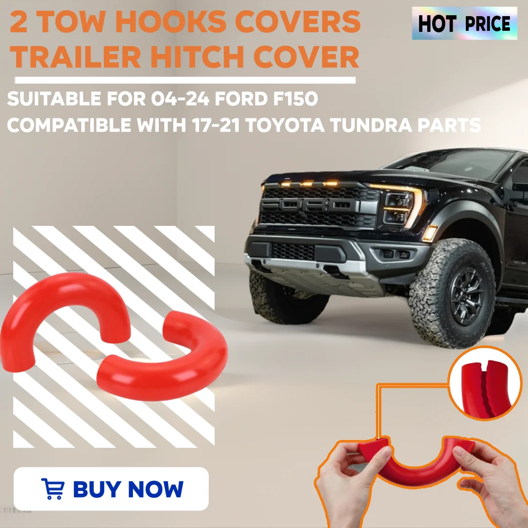 2 Pieces Tow Hooks Covers Tow Hook Sleeve for Ford F150 2004-2024 Red