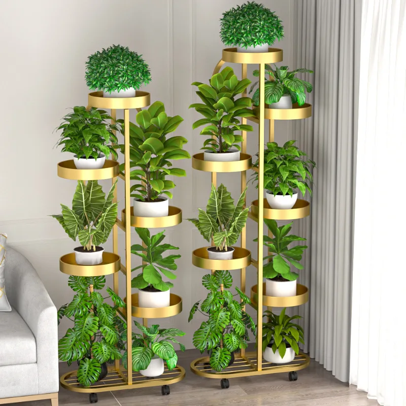 Living room floor-to-ceiling balcony rack indoor flower rack plant placement shelf simple modern wrought iron flower pot rack