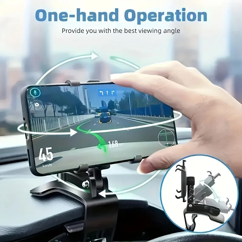 1 Stück 360 °   Drehbare Auto-Handyhalterung mit Saugnapf & Klebemontage für Armaturenbrett, ABS Stabile Freisprecheinrichtung für Navigation, Auto-Zubehör
