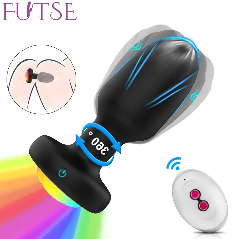 360 Rotation Vibrating Anal Plug 10 Speeds Remote Control Butt Plug Vibrator Prostate Massage Buttplug Sex Toys For Men Women