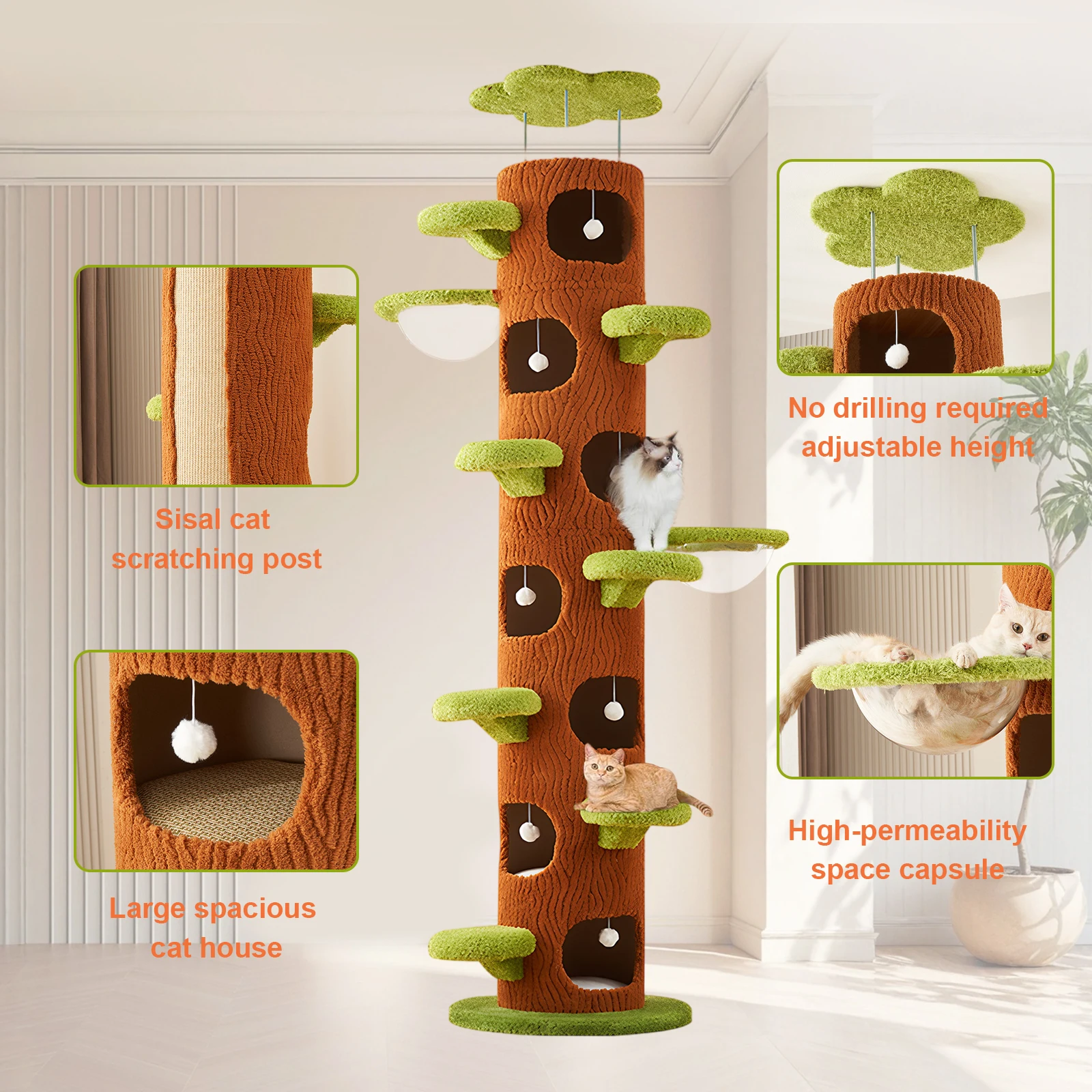 

Большая кошачья лежанка-башня с сизалевой когтеточкой, очень большая игровая площадка для кошек, идеально подходит для кошек породы Мейн-Кун