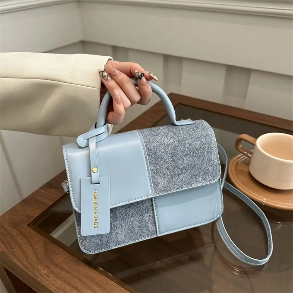 Messenger Bag Color Blocking Women Shoulder Bag PU Korean Style Mini Travel Bag Large Capacity Handbag Small Square Bag Vacation