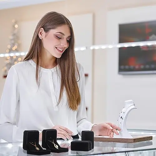 24 estuches de terciopelo negro para exhibir joyas al por mayor – para collares, colgantes, anillos, pendientes, pulseras – embalaje para regalos de boda