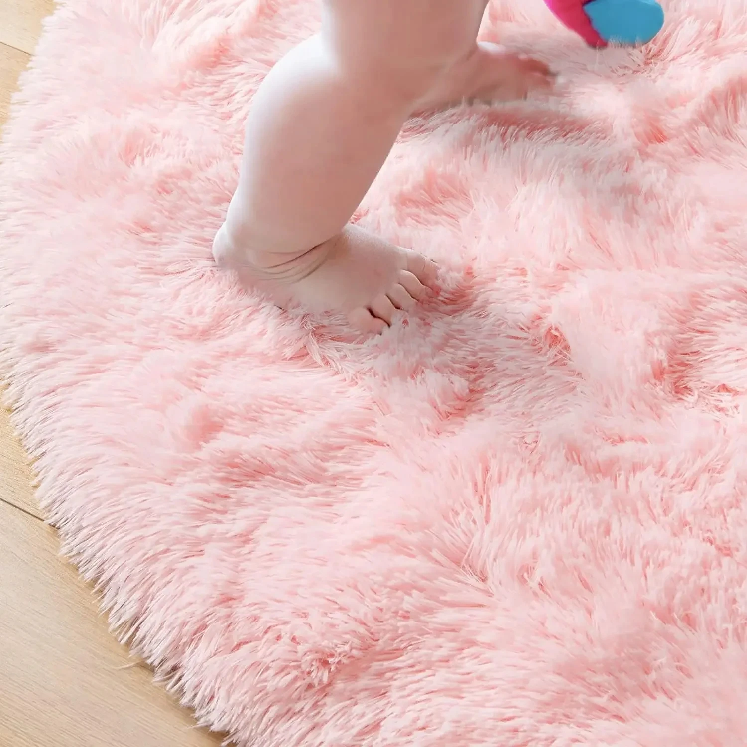 100/120/140/160 Round Rug Fluffy Soft Area Rugs for Kids Girls Room Princess Castle Plush Shag Carpet Cute Circle Bedroom Decor