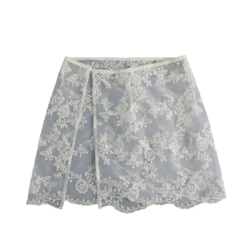 レース刺繍ミディスカート レイヤードフェイクスカート レディース スウェットシャツとベーススカートと組み合わせた婦人服スカート