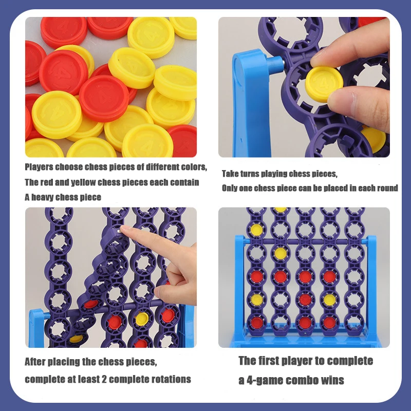 Connect 4 In A Line Board Game Four In Row Rotating Chessboard Funny Family Parent-child Interaction Toys for Kids Adults