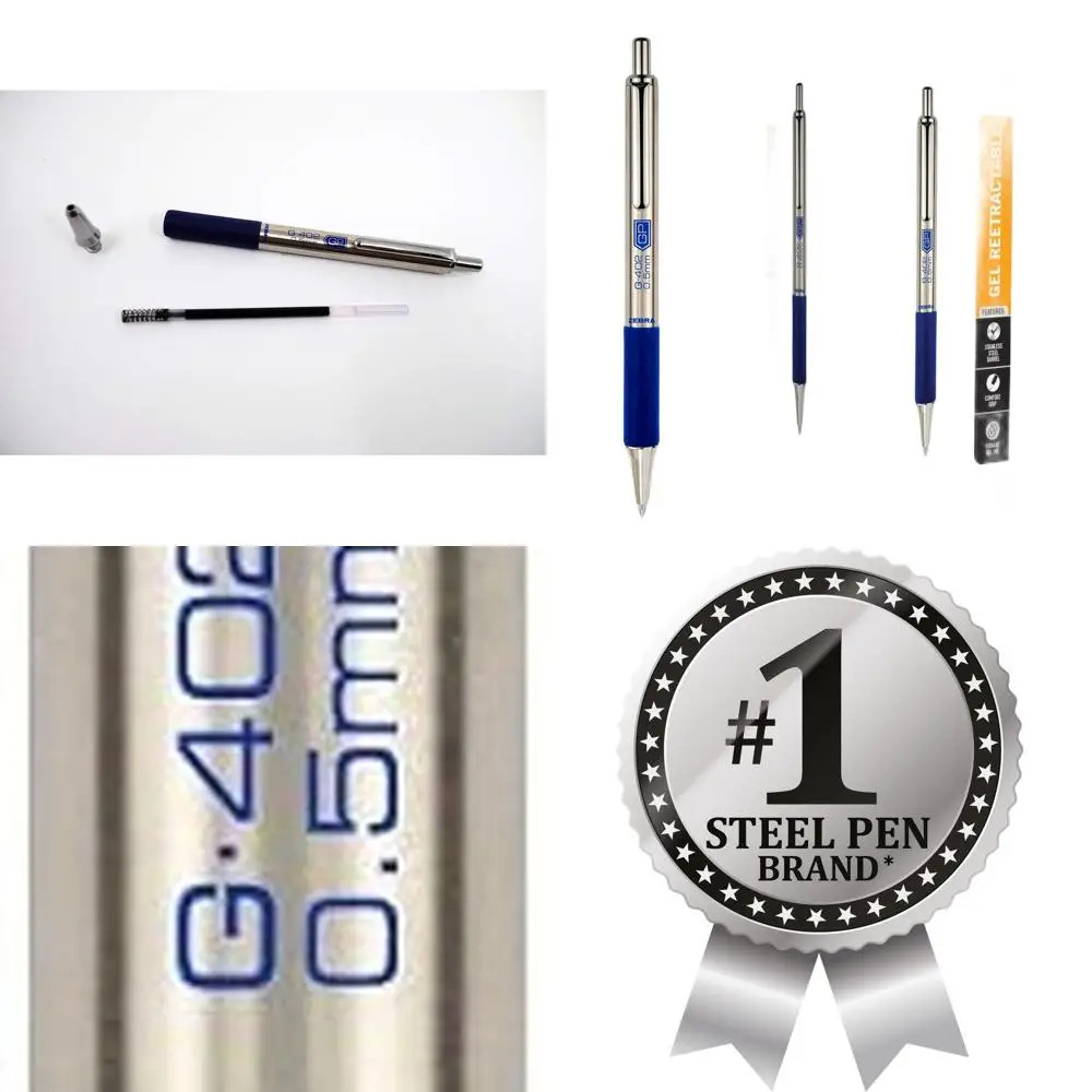 

12-Piece Blue Gel Pen Set, 0.5mm Fine Tip, Stainless Steel, Comfort Grip, Metal Clip, Pocket-Size (49920)