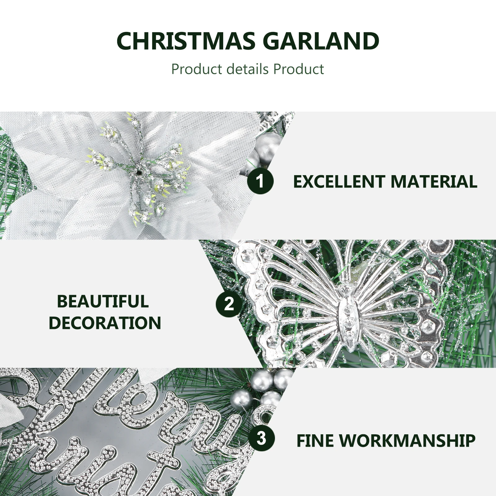 

Garland Decorations Wreath Christmas Door Indoor Bow Tie Pvc Xmas Wreaths for Doors Car