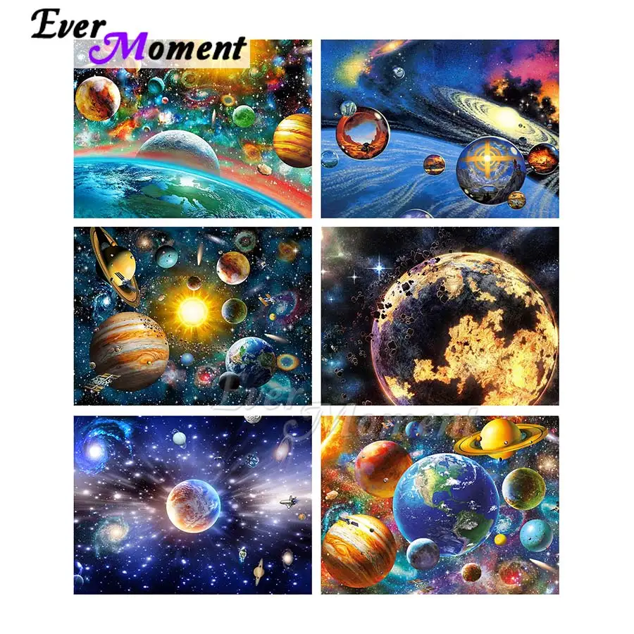 

Ever Moment Diamond Painting Embroidery Colorful Planet Full Round Square Drills Resin Drill Wall Art Decoration ASF2257
