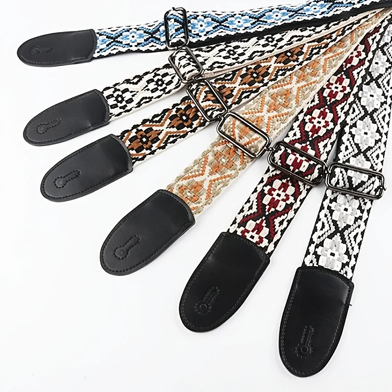 Width 5CM, creative personality, high texture embroidery print, metal adjustable buckle, adjustable guitar strap