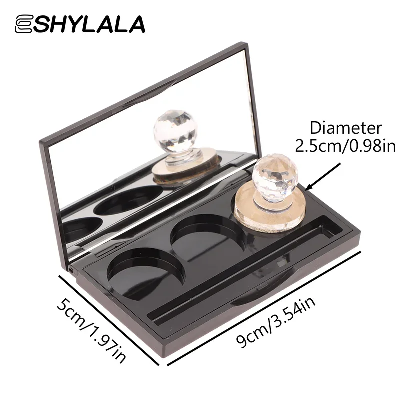 3 กริดสแควร์อายแชโดว์ที่ว่างเปล่า Palette พร้อมสติกเกอร์และแผ่นอลูมิเนียมพลาสติกคอนเทนเนอร์เครื่องสําอาง CLEAR กรณีแต่งหน้า