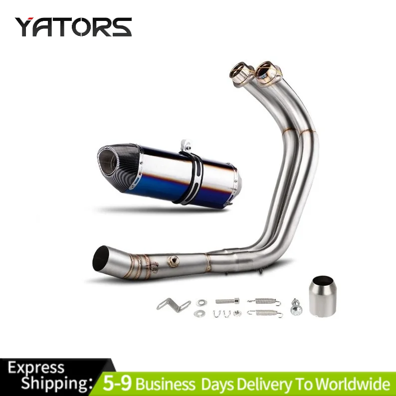 

For Yamaha YZF R7 MT-07 Full System Exhaust Front Pipe Muffler Blue Carbon tip Exhaust Systems Exhausts Pipes