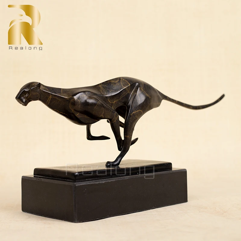 Bronze leopard Sculpture Bronze Cheetah Statue  Animal Bronze Statues and Sculptures For Home Desk Decoration Ornamment Gifts