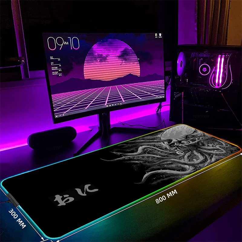 

Large RGB Mouse Mat Japanese Element Gamer Mousepads LED Gaming Mousepad Big Luminous Desk Pad Desk Mats Backlit Mouse Pads