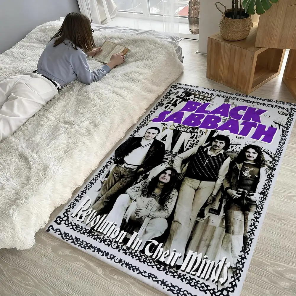 

cool B-Black-Sabbaths Rock Floor Mat Soft Thickened Non-Slip Door Mat for Living Room Home Decor Flannel Rugs