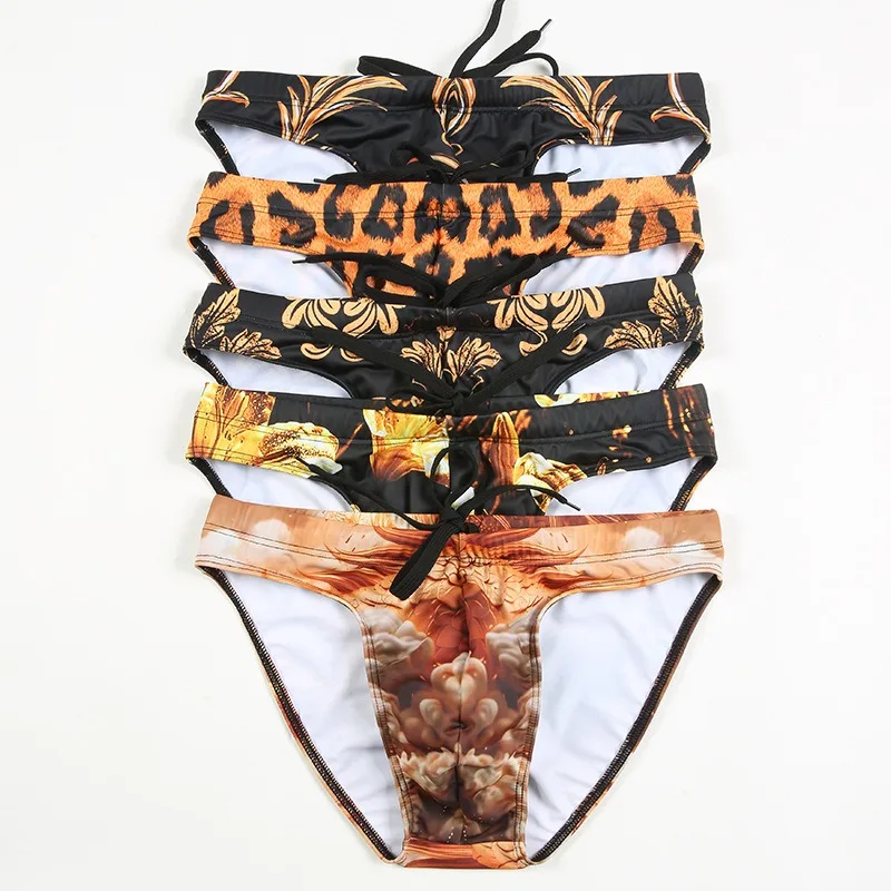 Summer quick-drying men's swimming trunks triangle double-layer boys swimming shorts