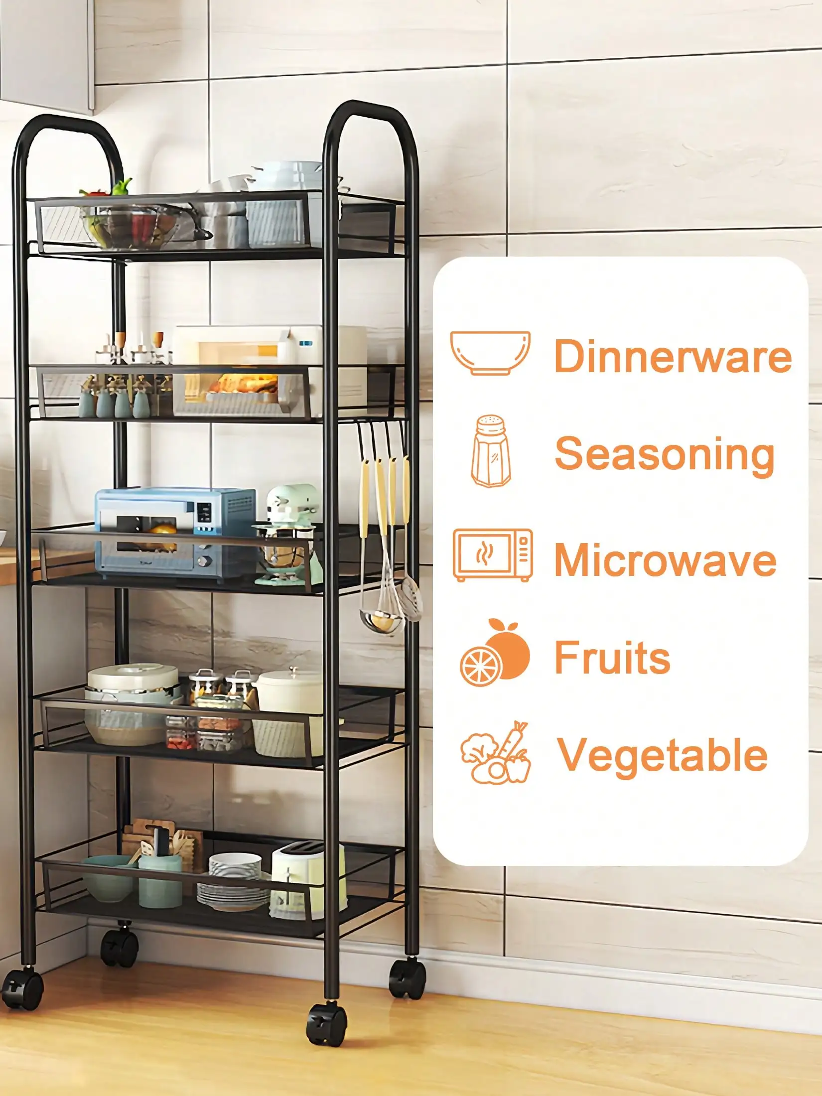 Five-Tier Rolling Storage Cart — product detail 5