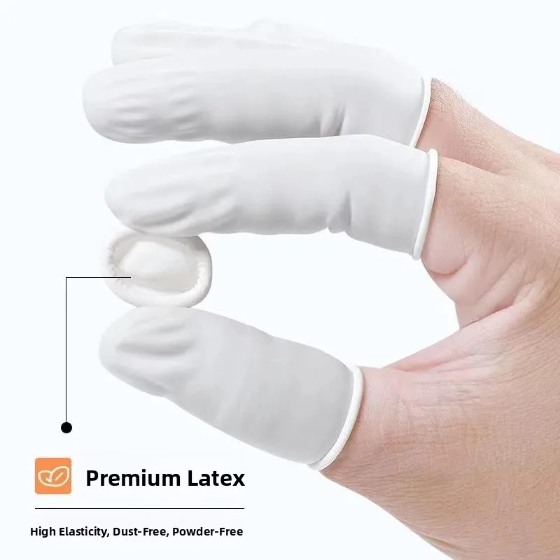 Disposable Latex Thick Finger Covers Beauty Nail Protection Dust-Free Non-Slip Wear-Resistant White Finger Covers for Ladies