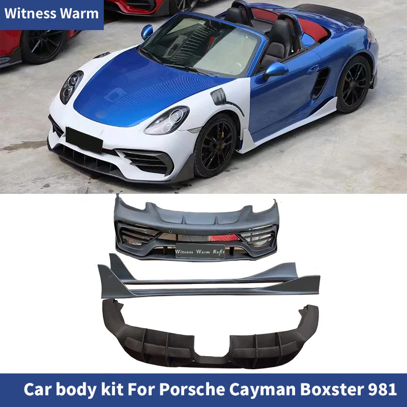 Real Carbon Fiber Front Bumper Lip Side Body Skirt Rear Diffuser Spoiler Cover For Porsche Cayman Boxster 981 2013-2016