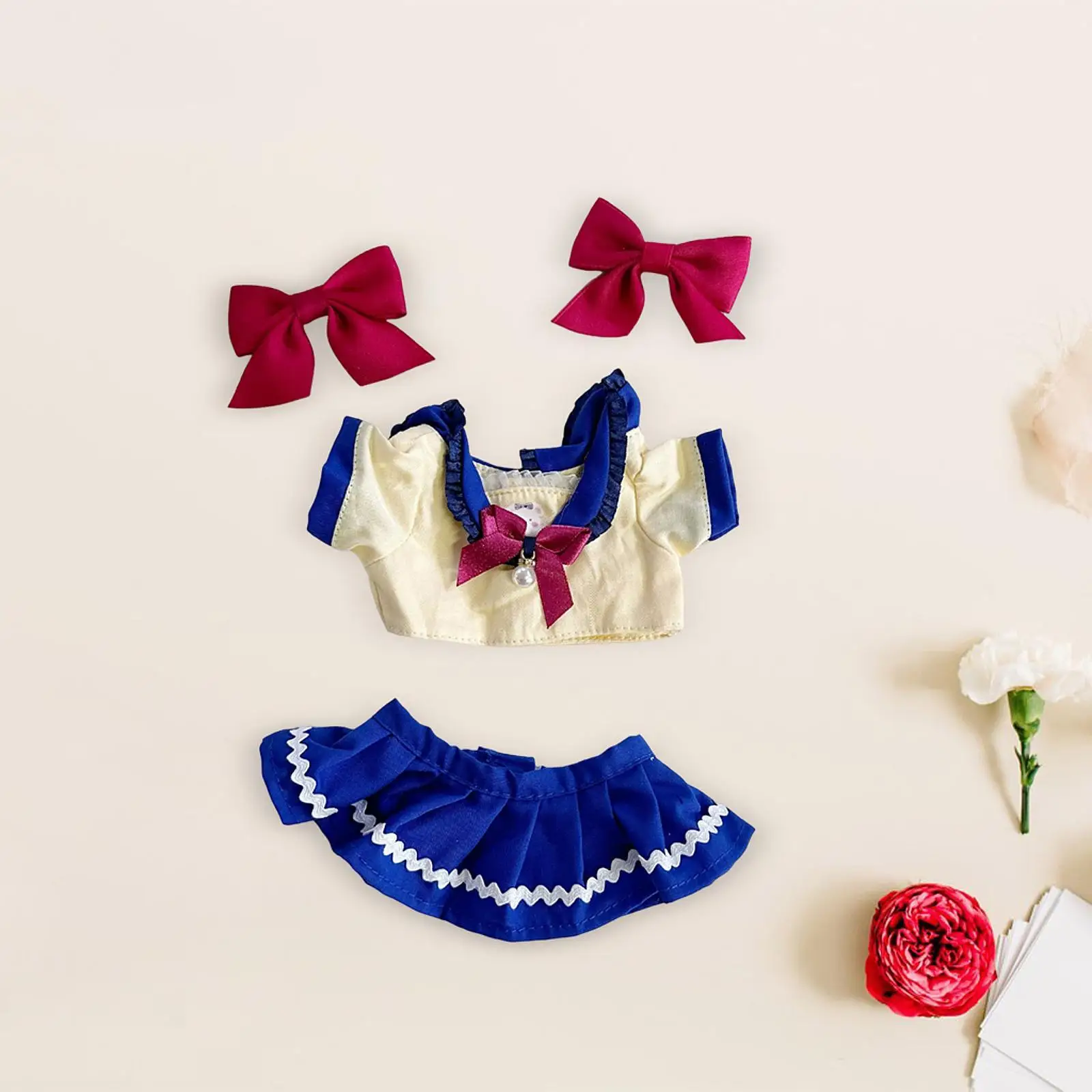 Doll Clothes Doll Clothing Hair Accessories Gifts Sailor Uniform with Headdress Costumes Doll Skirt Outfits for Cloth Dolls