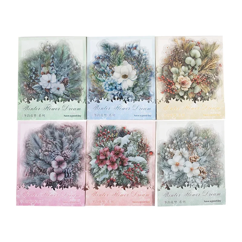 20Sheets per pack Winter Flower PET Stickers Winter Rhythm Dream White Flowers Shaped Handbook Stickers Stationery 137*95mm