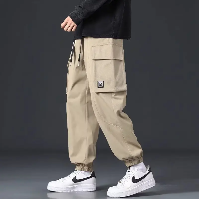 Spring Autumn Men's Pants Japan Fashion Streetwear Elastic Waist Cargo Pants Men Trend Men Clothing Pocket Joggers Pants Men