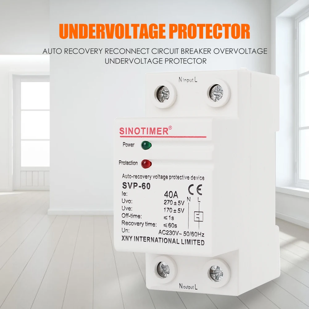 50/60Hz 40A Self-reset Relay Overvoltage Undervoltage Protector Circuit Breaker
