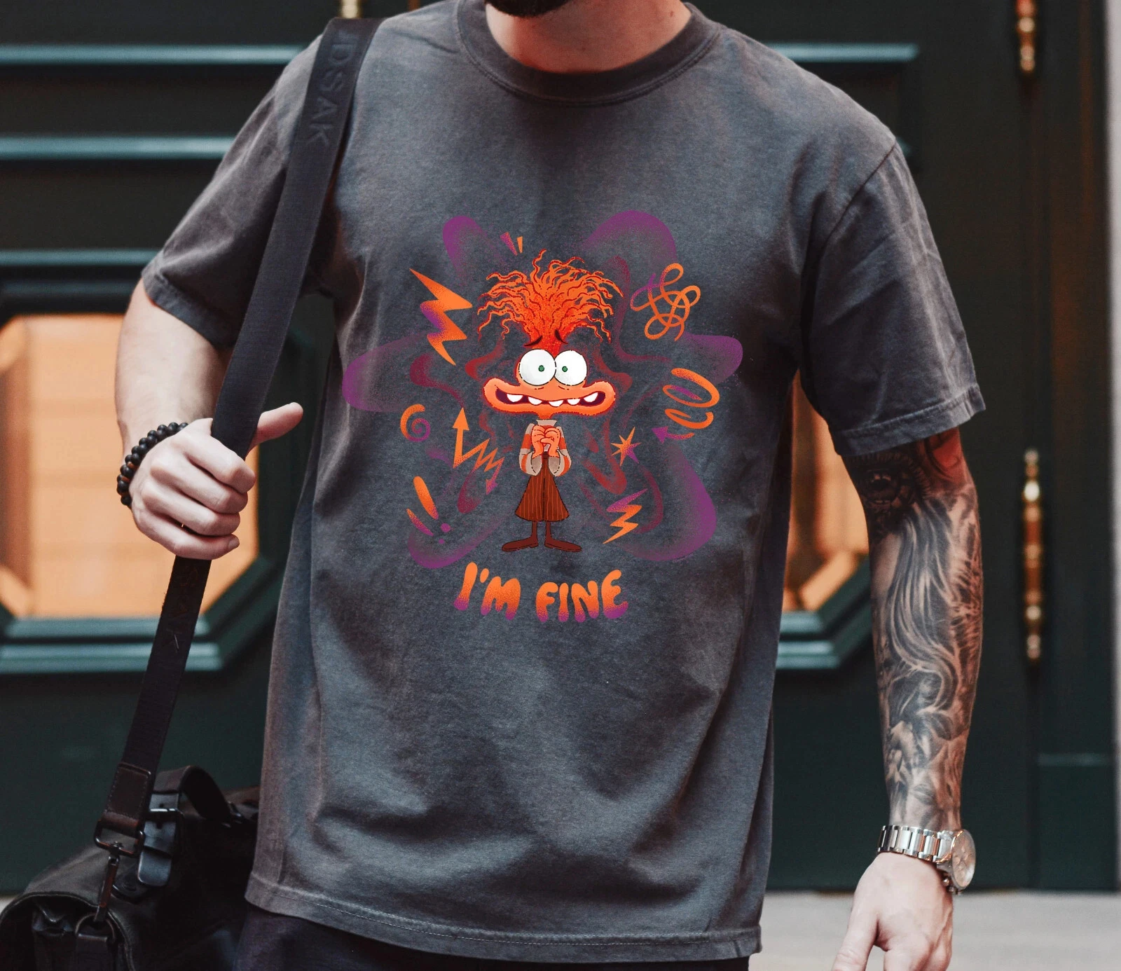 ديزني "داخل خارج 2" القلق العاطفي أنا غرامة تي شيرت للرجال والنساء البالغين والأطفال ملابس الشارع القطنية عالية الجودة #3