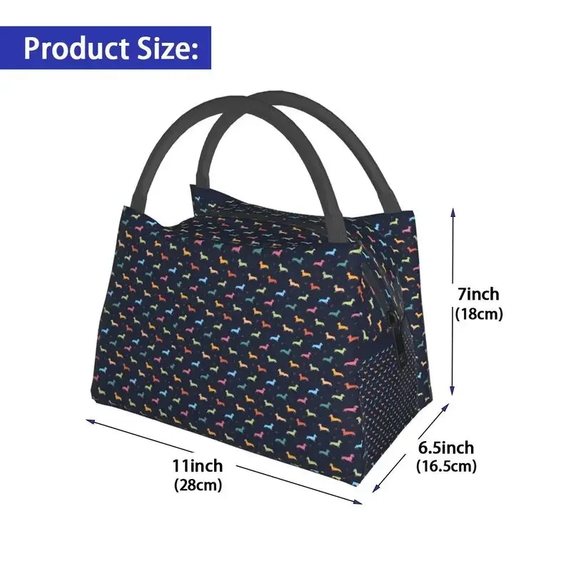 Sausage Dog And Hearts Lunch Boxes Leakproof Dachshund Thermal Cooler Food Insulated Lunch Bag Travel Work Pinic Container
