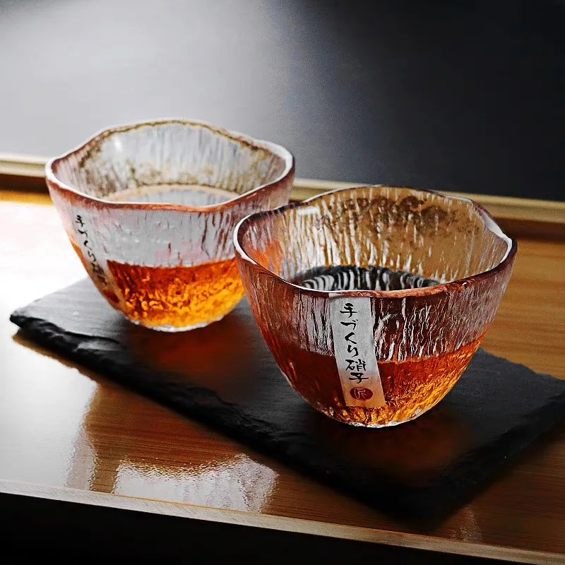 Heat-resistant Glass Tea Cup Japanese Kung Fu Tea Set Wine Glass Rain Drop Cup Transparent Glass Drinking