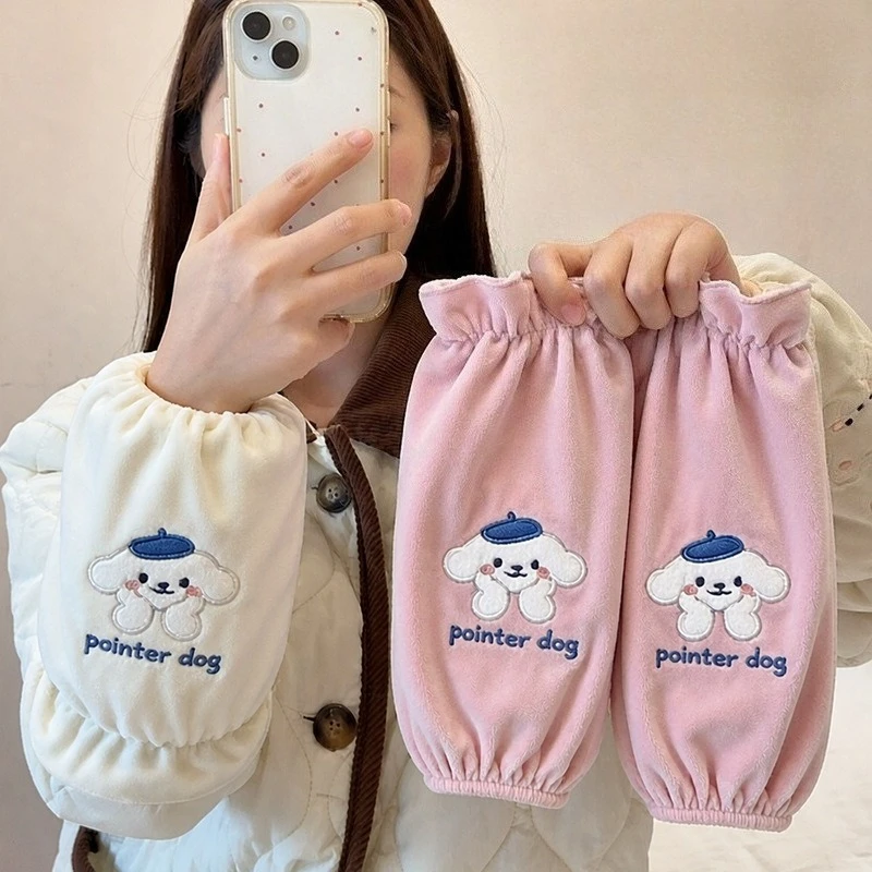New Autumn Winter Long Sleeve Covers, Cartoon Embroidered Stain‑Resistant Oversleeves, Versatile Dirt‑Proof Arm Protectors