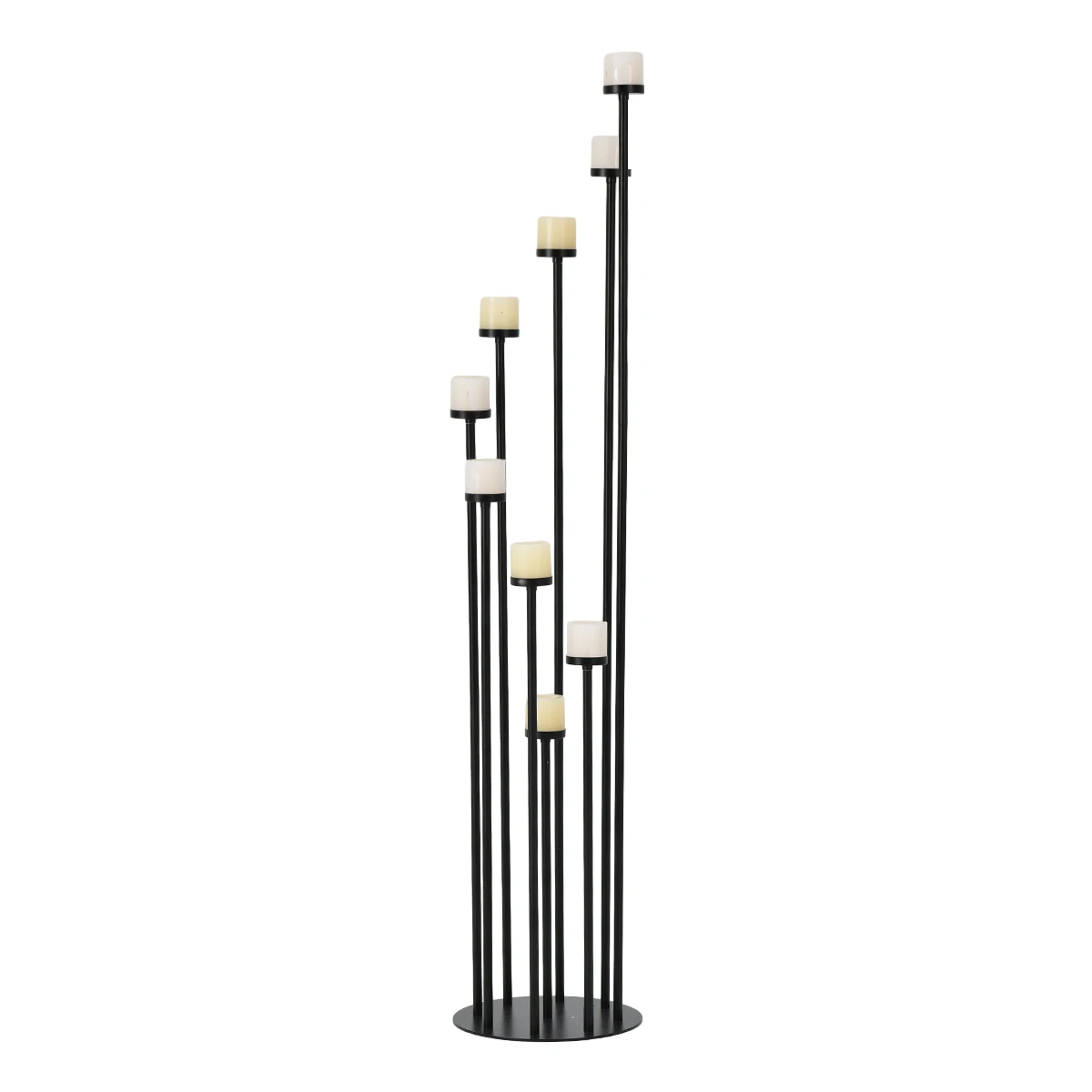 2Pcs Black 9 Arm Floor Candle Holder Candelabra, Tall Floor Stand For Wedding Ceremony Dinner Party Home Decor Formal Event