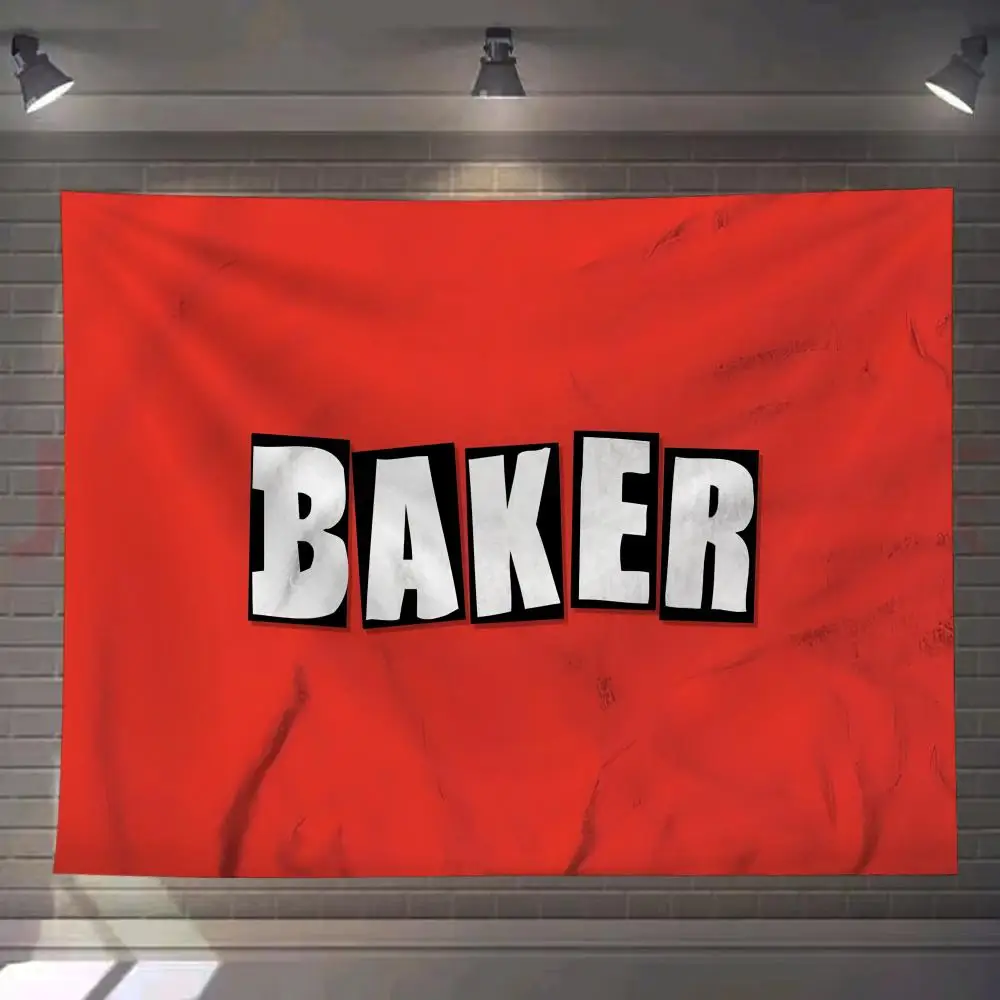 

B-Baker Skateboards Logo Tapestry Custom Living Bedroom Party Dormitory Interior Wall Bohemian Decoration Attached Clip