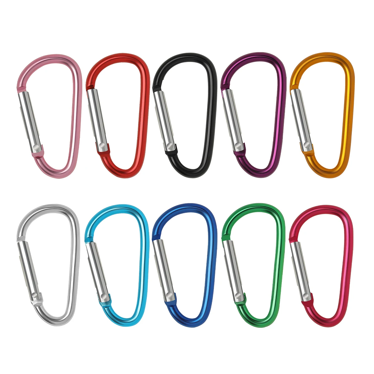 5/10/50/100pcs Carabiner Keychain D-ring Buckle Spring Alluminum Carabiner Snap Hook Clip Keychains Outdoor Camping Hiking