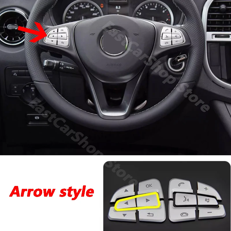 For Mercedes Benz Vito W447 V-Class V250 V260 2016-2020 Car ABS Steering Wheel Button Patch Decorative Modification Accessories