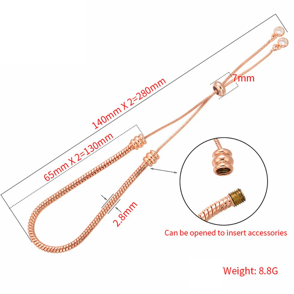 

3pcs Brass Adjustable Diy Semi-Finished Bracelet Hand Chain Jewelry Making Accessories For Women Golden White Gold Rose Gold