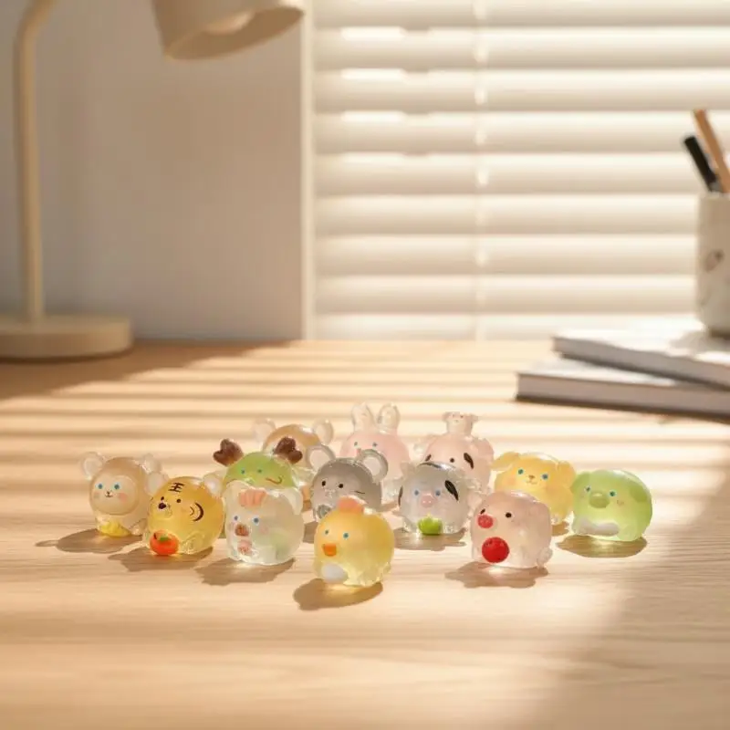 3D Luminous Cartoon Chinese Zodiac Resin Charms Chubby Translucent for DIY Keychain Phone Adornment Jewelry Making