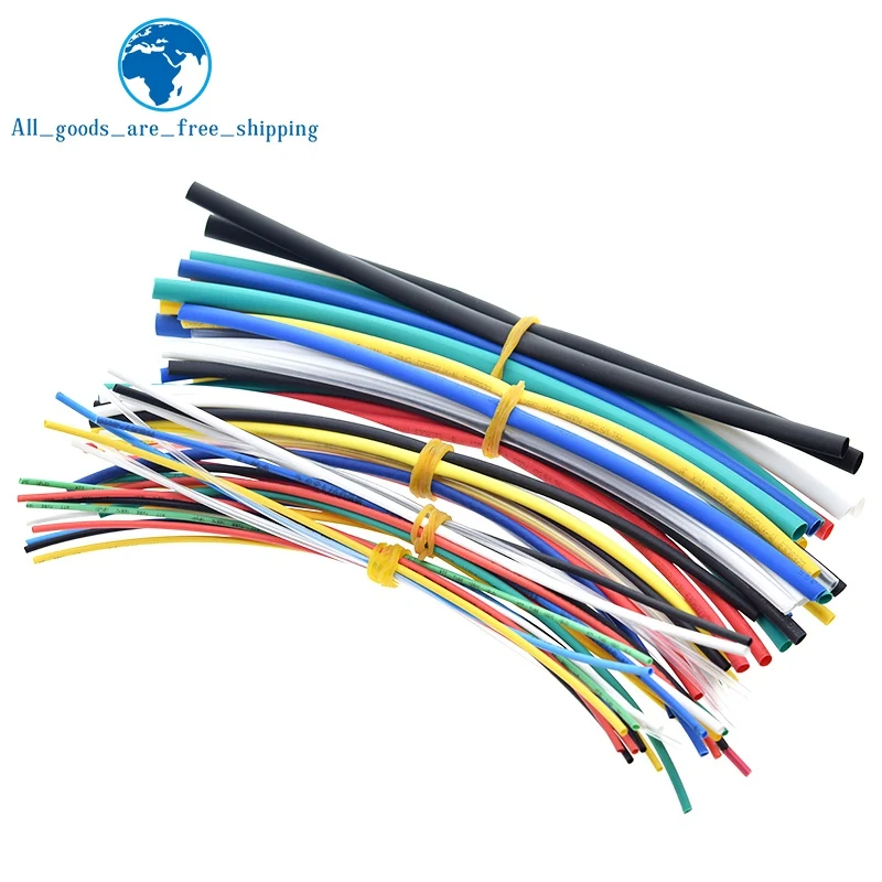 TZT New Electric Unit 70pcs Flame Retardant Durable 7 Color Assorted Colors Ratio 2:1 Polyolefin Heat Shrink Tubing Tube Kits