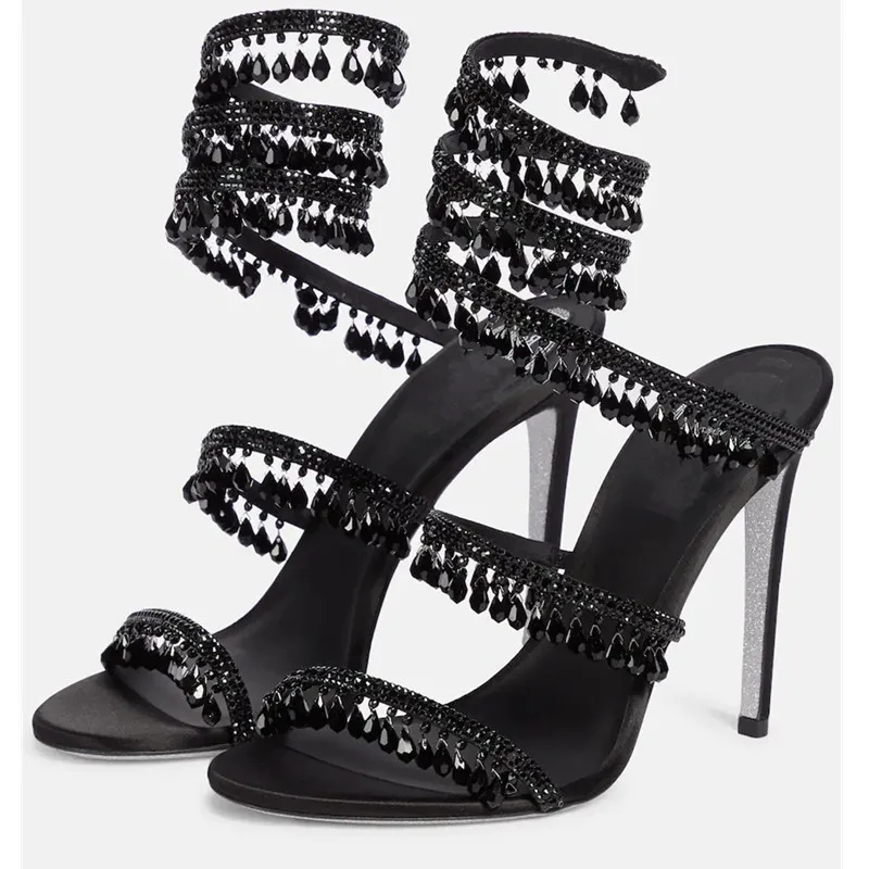 Sexy Green Crystal Fringe Stil – Rhinestone Sandal Women recenzja i cena
