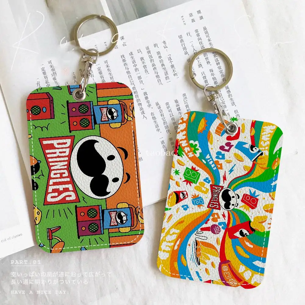 

Fashion P-Pringles L-LLC Rectangle Keychain Card Holder, Badge Credit Card Holder, Student ID Card Holder, Bus Cards Cover