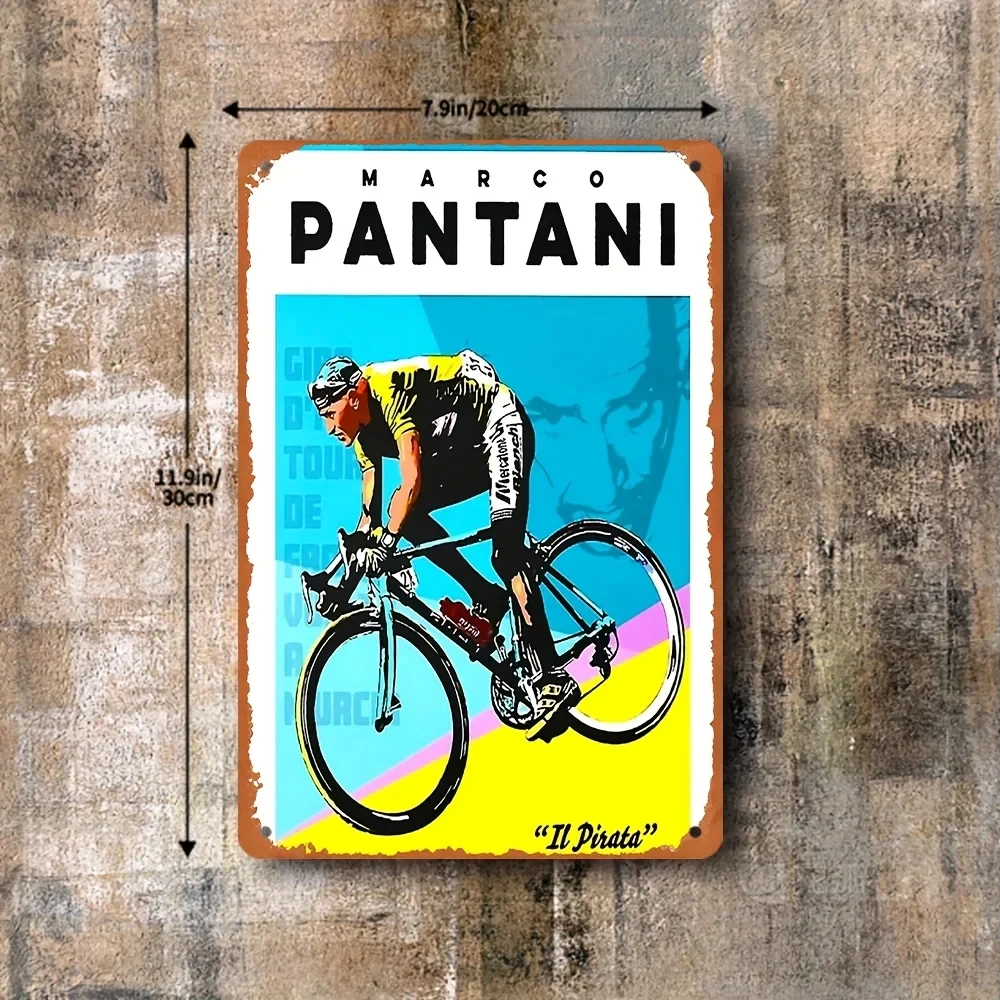 Vintage Marco Pantani Metal Bicycle Sign Retro Wall Art 8x12inch Home Bar Coffee Decoration