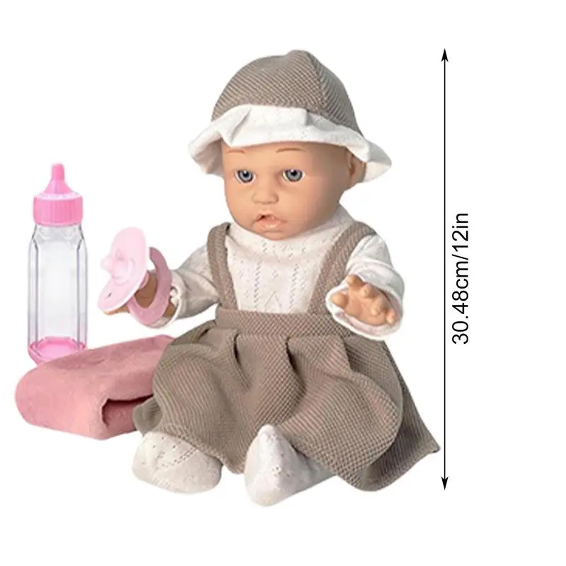 Zachte handgemaakte 12-inch herboren peuterpoppen Realistische baby's Meisjes- en jongenspop met kledingfles en fopspeen voor kinderen