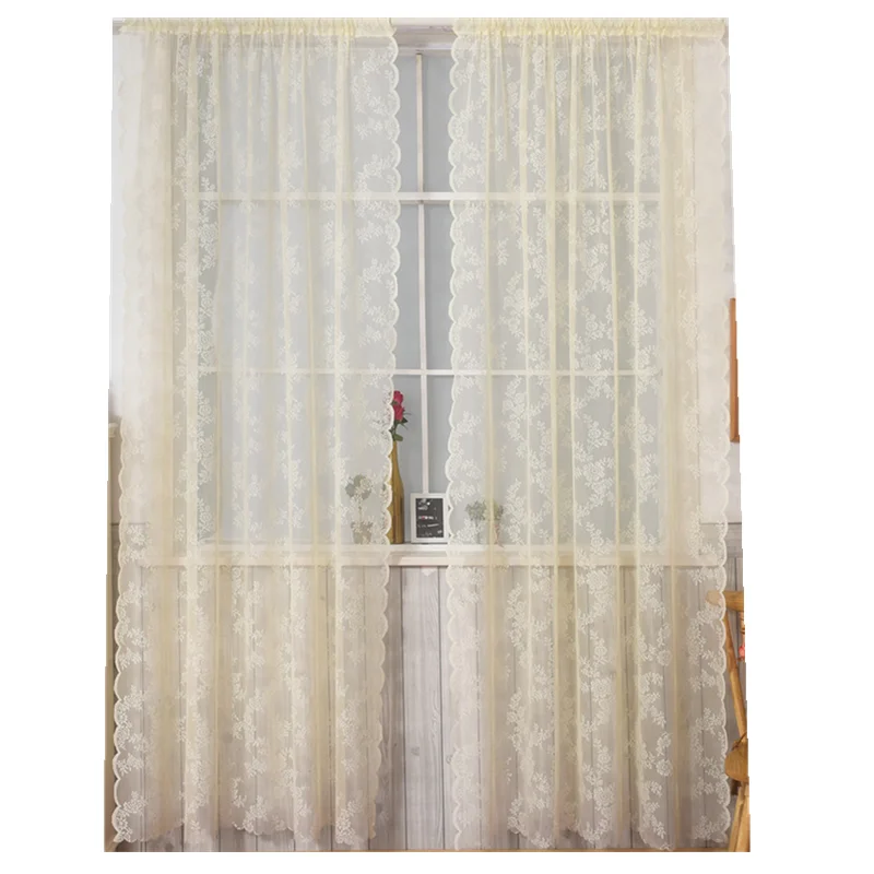 European Yellow Beige lace sheer curtains  for living room bedroom  window tulle  curtain drapes serape home decor