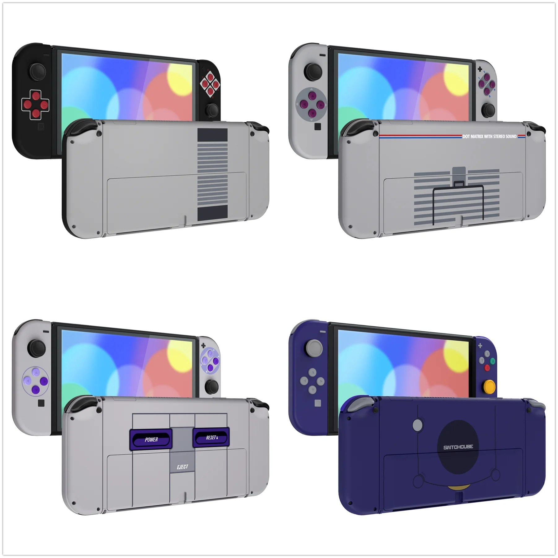 

eXtremeRate Custom Full Set Shell, Replacement Back Plate Metal Kickstand, Joycon Housing Buttons for Nintendo Switch OLED