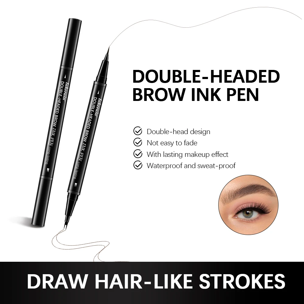 5 Colors Double-headed Brow Ink Eyebrow Pen 2 Fork Eyebrow Pencil Waterproof Liquid Eyebrow Pencil Long Lasting Women Cosmetics