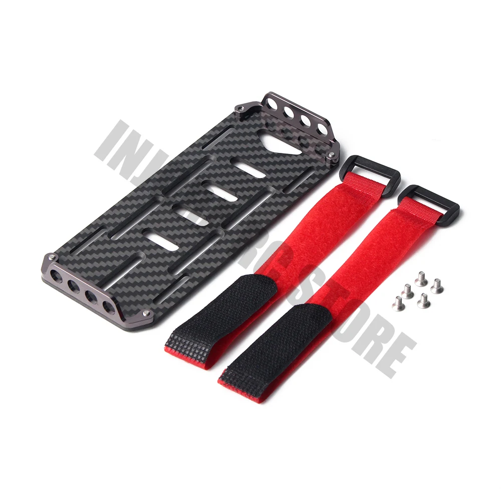 RC Crawler Metal Carbon Fiber Battery Mounting Plate with String for for 1:10 Scale RC Car Axial SCX10 90046 D90 Tamiya CC01